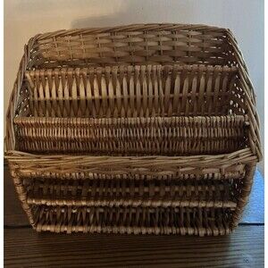 Vtg. Wicker 1970’s Boho Stationary Mail Organizer 10” Letter Towel Paper Holder
